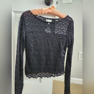 NWT See You Monday Black Lace Crop Top - Size XL